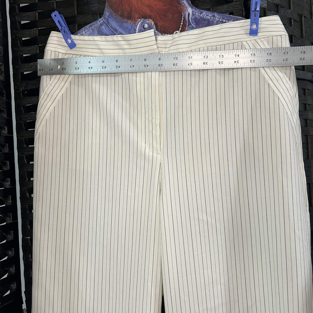 White House Black Market Cream Pinstripe Cropped Trousers